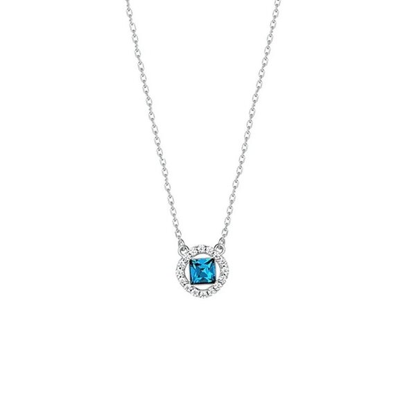 Melissa Ann Topaz Blue Cubic Zirconia Sterling Silver Necklace Gift Packaged - Picture 3 of 9